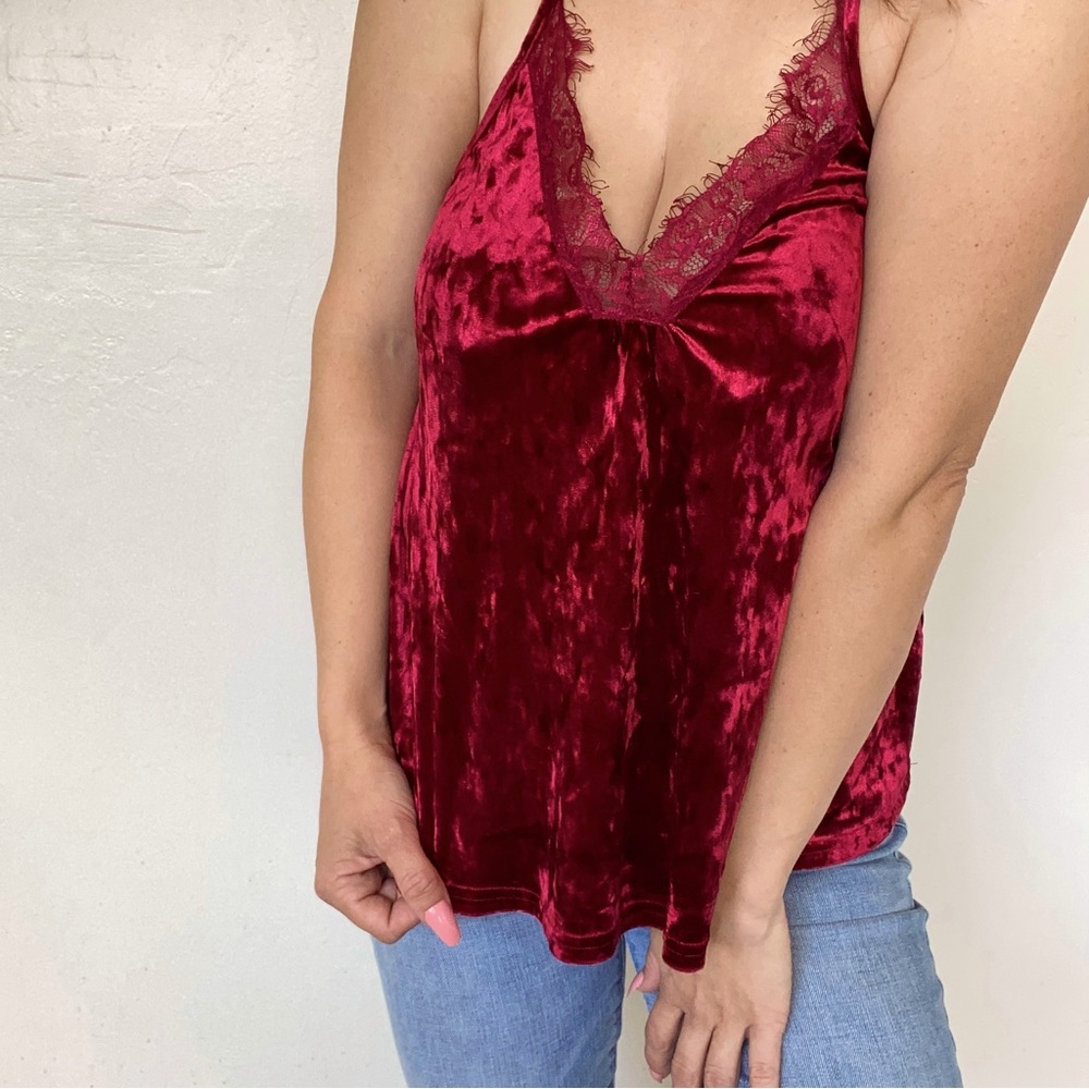 Lulubella Dark Red Velvet Top Size Medium